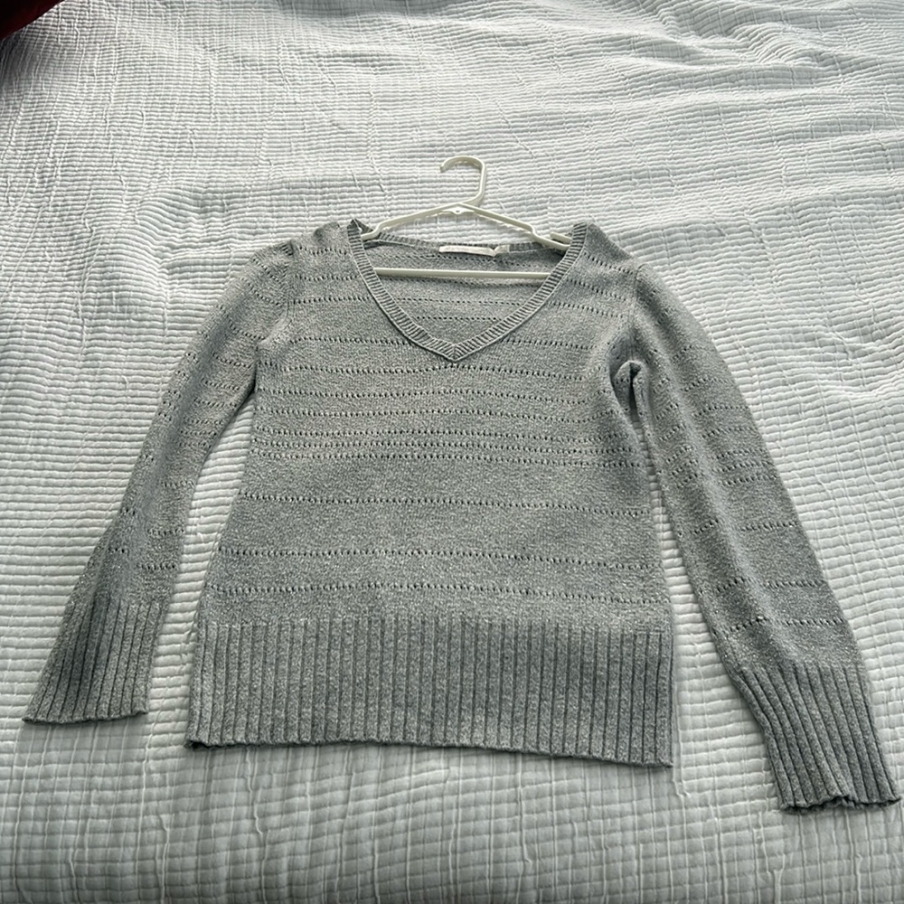 Gray/Silver v-neck sweater from Old Navy, size M